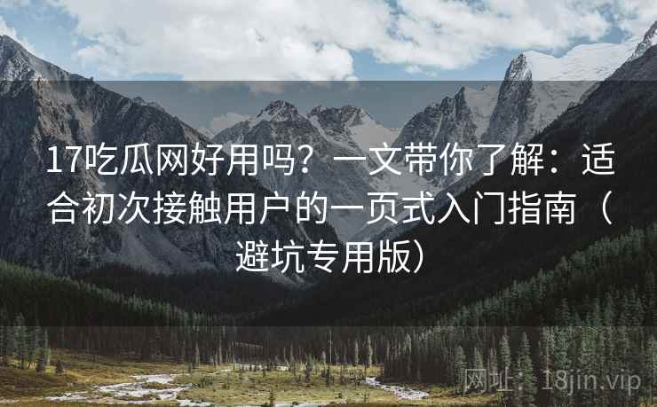 17吃瓜网好用吗？一文带你了解：适合初次接触用户的一页式入门指南（避坑专用版）