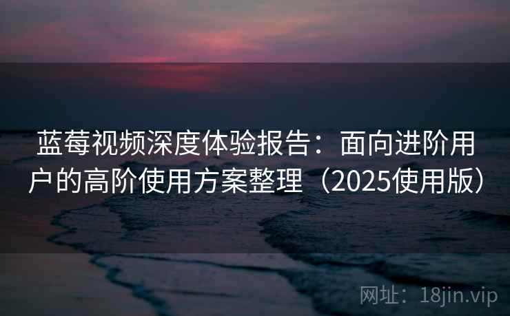 蓝莓视频深度体验报告：面向进阶用户的高阶使用方案整理（2025使用版）