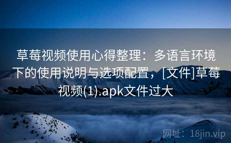 草莓视频使用心得整理：多语言环境下的使用说明与选项配置，[文件]草莓视频(1).apk文件过大